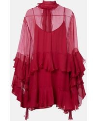 Chloé - Minikleid Aus Seidenmusselin - Lyst