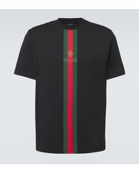 Gucci - Web Stripe Cotton T-Shirt - Lyst
