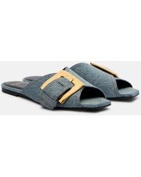 Balmain - Pantoletten Anthem Aus Denim - Lyst