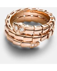 BVLGARI - Anillo Serpenti Viper De Oro De 18 Ct Con Diamantes - Lyst