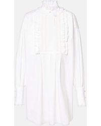 Valentino - Ruffled Cotton, Linen, And Silk Minidress - Lyst