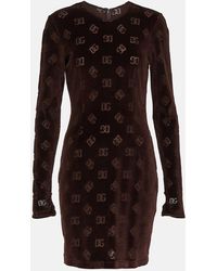 Dolce & Gabbana - Vestido corto de terciopelo con DG - Lyst