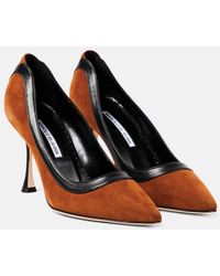 Manolo Blahnik - Dalina 90 Leather-trimmed Suede Pumps - Lyst