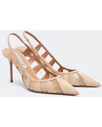 Aquazzura - Screen Suede And Mesh Slingback Pumps - Lyst