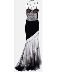 Nensi Dojaka - Asymmetric Draped Sheer Maxi Dress - Lyst