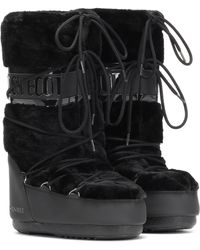 Moon Boot Classic Icon Faux Fur Boots - Black