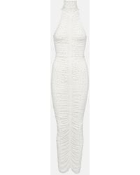 Alex Perry - Crystal-Embellished Ruched Maxi Dress - Lyst