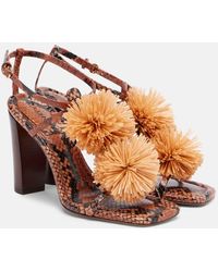Ulla Johnson - Sandalen Isolde Aus Leder Mit Raffiabast - Lyst