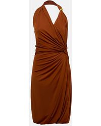 Bottega Veneta - Drop Gathered Jersey Midi Dress - Lyst