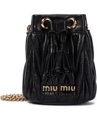Miu Miu Mini Matelassé Leather Bucket Bag - Black