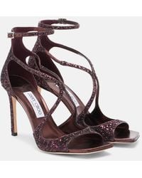 Jimmy Choo - Azia 95 Glitter Sandals - Lyst