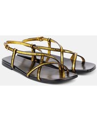 Dries Van Noten - Metallic Leather Sandals - Lyst