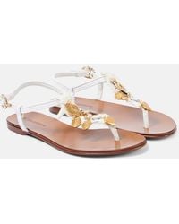 Dolce & Gabbana - Embellished Leather Thong Sandals - Lyst