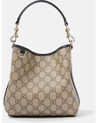 Gucci - Gg Canvas Leather-Trimmed Tote Bag - Lyst