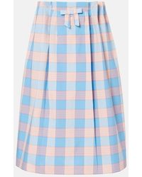 Prada - Checked Cotton Poplin Midi Skirt - Lyst