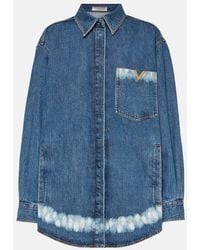 Valentino - Vgold Distressed Denim Shirt - Lyst