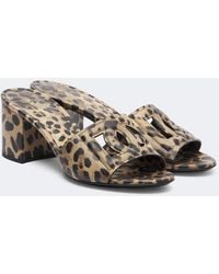 Dolce & Gabbana - Bedruckte Mules Dg Aus Leder - Lyst