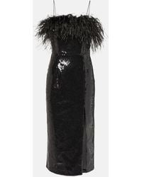 Rebecca Vallance - Nika Feather-Trimmed Midi Dress - Lyst