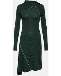 Burberry - Check Wool-Blend Midi Dress - Lyst