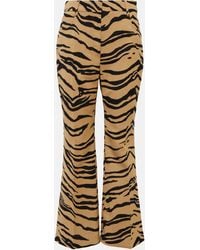 Stella McCartney - Tiger-print Wool-blend Flared Pants - Lyst