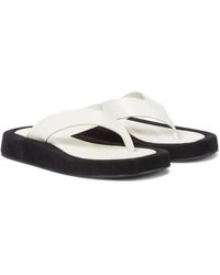 the row ginza leather platform slides