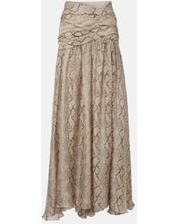 Elie Saab - Snake-Print Silk Chiffon Maxi Skirt - Lyst