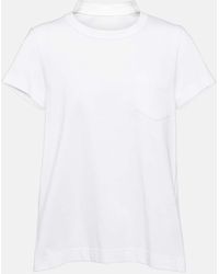 Sacai - T-shirt in jersey di cotone con pieghe - Lyst