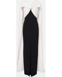 Roland Mouret - Caped Floral-Applique Cady Gown - Lyst