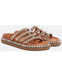 Christian Louboutin - Pyra Hallulila Studded Leather Slides - Lyst
