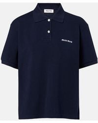 Miu Miu - Logo Cotton Pique Polo Shirt - Lyst