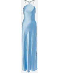 STAUD - Cadence Beaded Satin Gown - Lyst