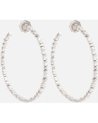Suzanne Kalan - Classic 18kt White Gold Hoop Earrings With Diamonds - Lyst