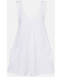 Juliet Dunn - Embroidered Cotton Poplin Minidress - Lyst