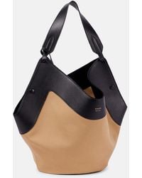 KHAITE - Schultertasche Lotus Medium Aus Canvas Mit Leder - Lyst