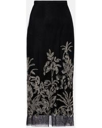 Costarellos - Leyla Beaded Tulle Midi Skirt - Lyst