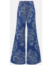 Etro - Jeans Flared De Tiro Alto Estampados - Lyst