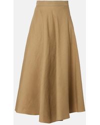 Max Mara - Linen And Silk Twill Midi Skirt - Lyst