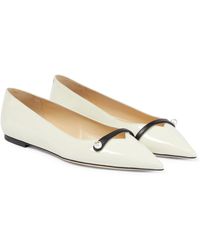 Womens Shoes Flats and flat shoes Ballet flats and ballerina shoes Jimmy Choo Rosalia Point Toe Leather Skimmer Flats in Natural 