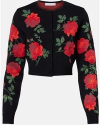 Carolina Herrera - Floral Cropped Jacquard Cardigan - Lyst