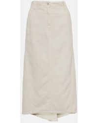 Brunello Cucinelli - Cotton And Linen Midi Skirt - Lyst