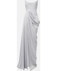 Alex Perry - Draped Satin Crepe Bustier Gown - Lyst