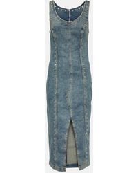 Blumarine - Embellished Denim Midi Dress - Lyst