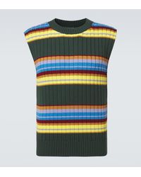 Dries Van Noten - Striped Cotton And Wool Sweater Vest - Lyst