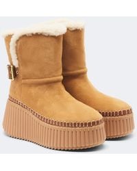 Chloé - Nama Suede Platform Ankle Boots - Lyst