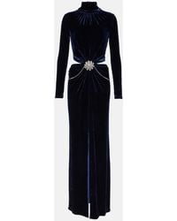 Rabanne - Vestido Largo De Terciopelo Con Cinturon Joya - Lyst