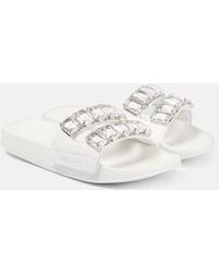 Jimmy Choo - Pantoletten Fitz Crystal Aus Leder Mit Kristallen - Lyst