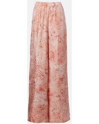 Max Mara - Zirlo Printed Silk Twill Wide-Leg Pants - Lyst