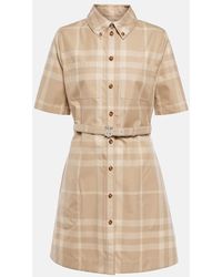 Burberry - Check Cotton Gabardine Shirt Dress - Lyst