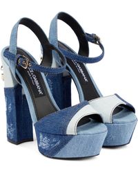 Dolce & Gabbana Keira Denim Platform Sandals - Blue