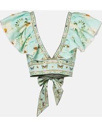 CAMILLA - Floral Linen Crop Top - Lyst